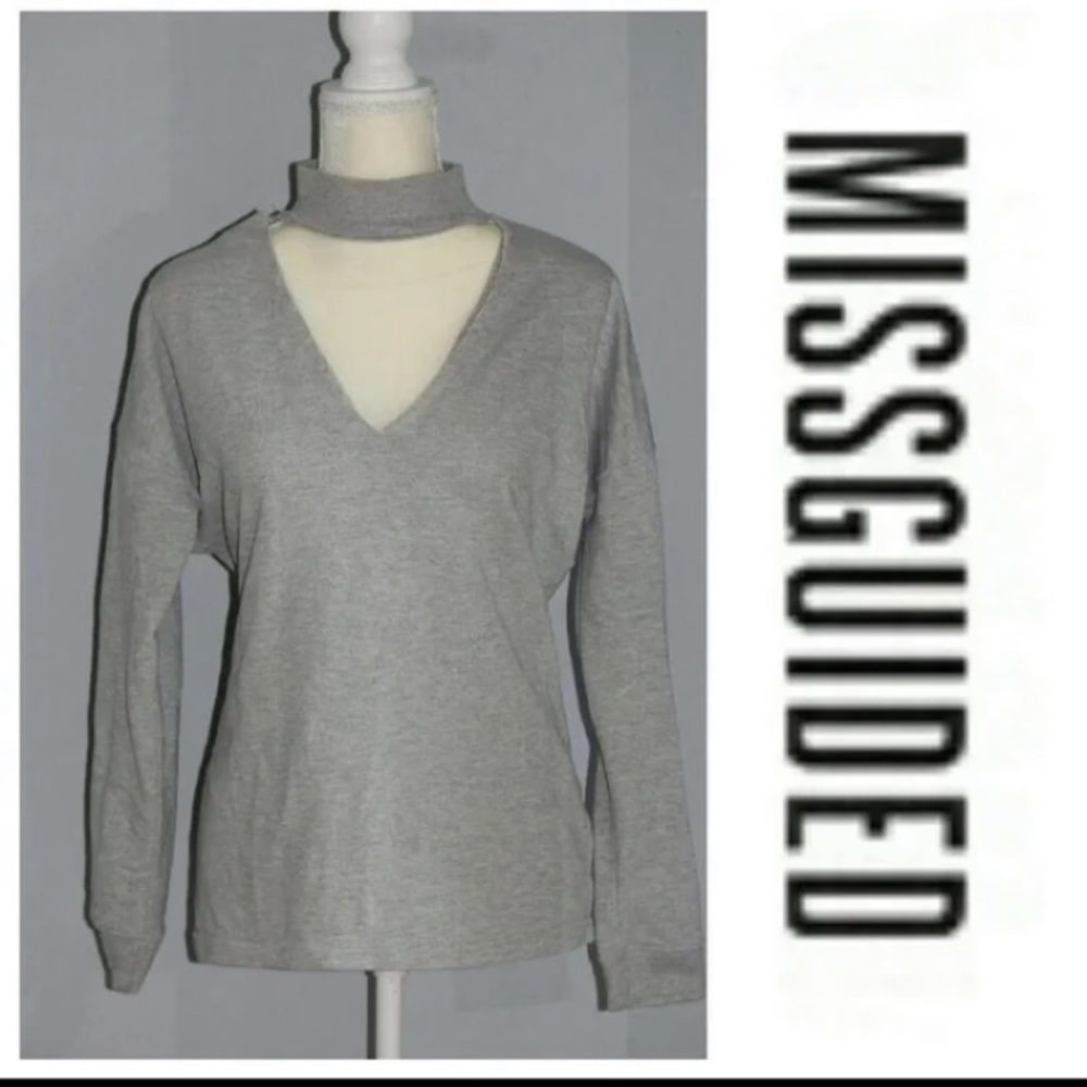 Missguided Cut Out V Neck Choker Sweater
